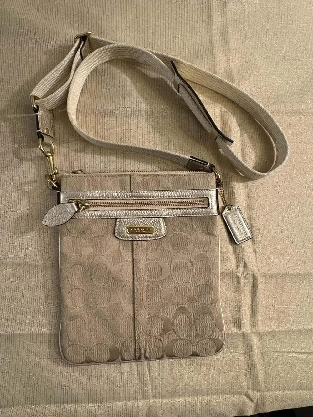 Coach Penelope Signature Gold Khaki Crossbody Swingpack
